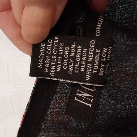 International Concepts Dress 3/4 slit sleeves black orange blue size M - Picture 8 of 8